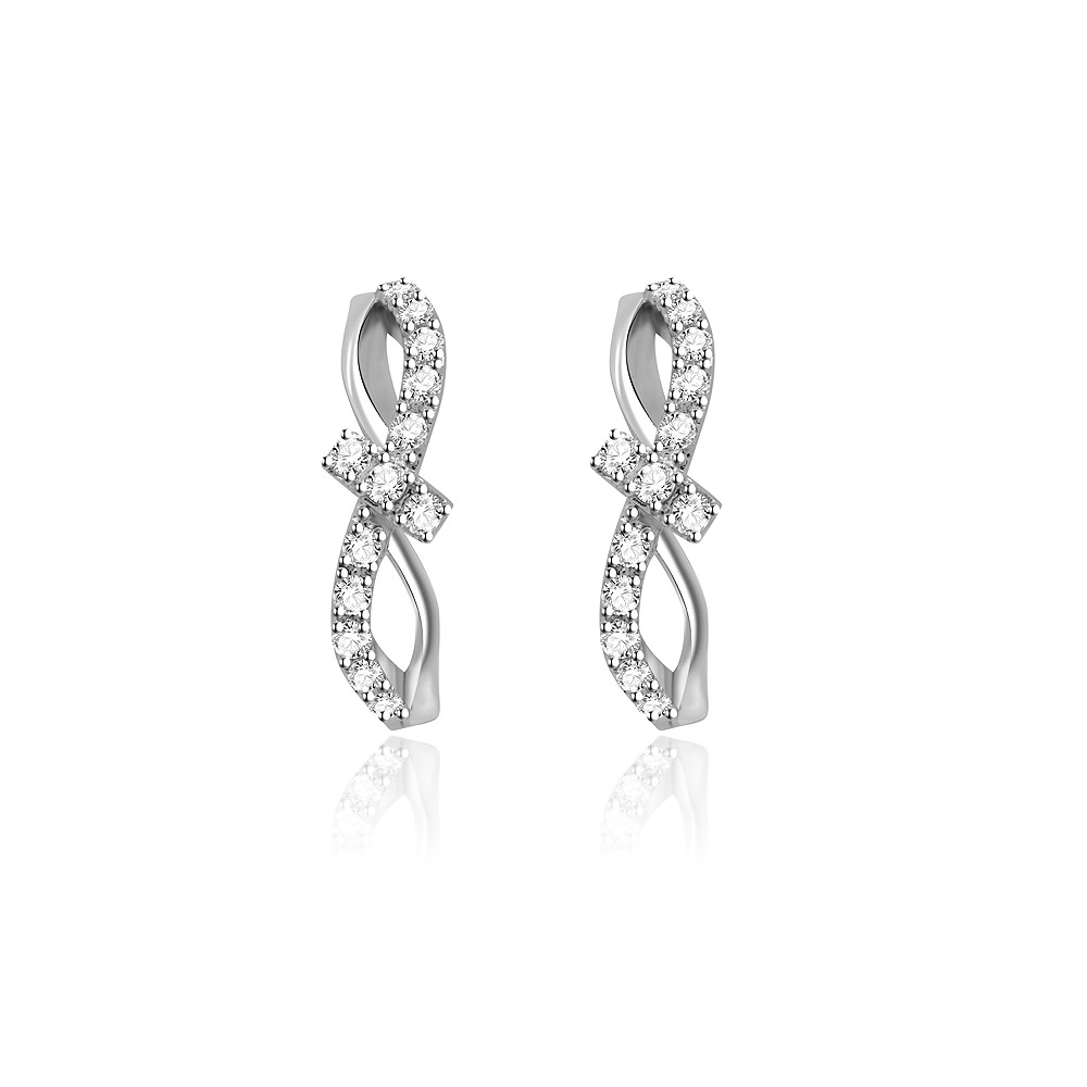 Interlock CZ Huggie Earrings